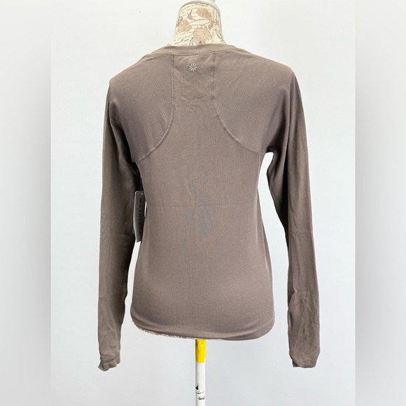 ATHLETA Taupe shimmer MOMENTUM seamless Long Sleeve Top size M - Picture 5 of 16